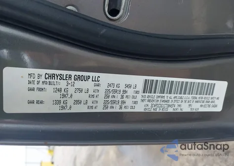 2012 Dodge Journey Crew from USA, damaged, VIN 3C4PDCDG1CT304974